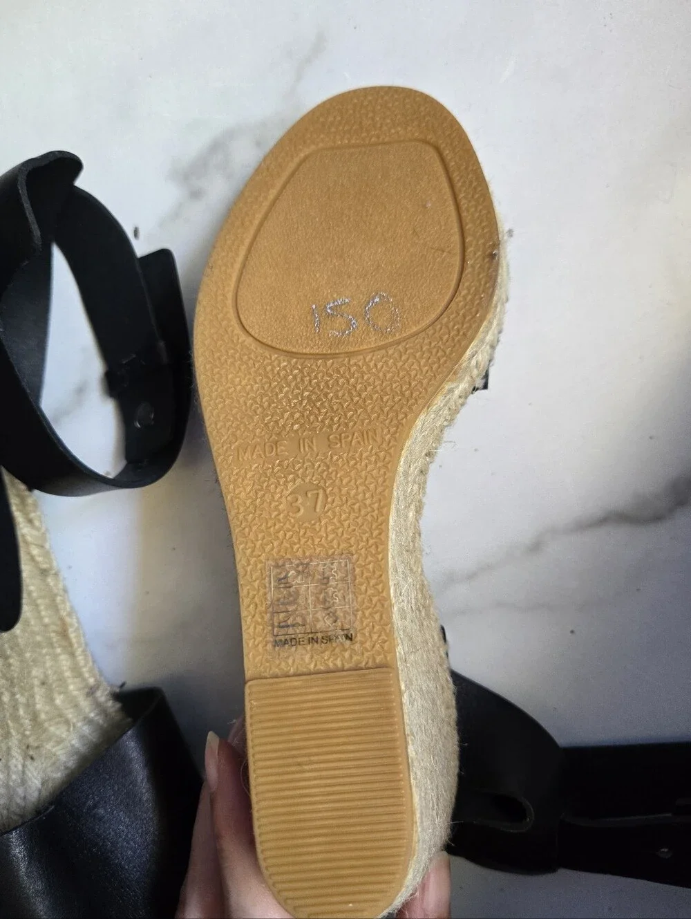 Vince Sophie Black Leather Wedge Espadrilles Simona Sandal Size 37